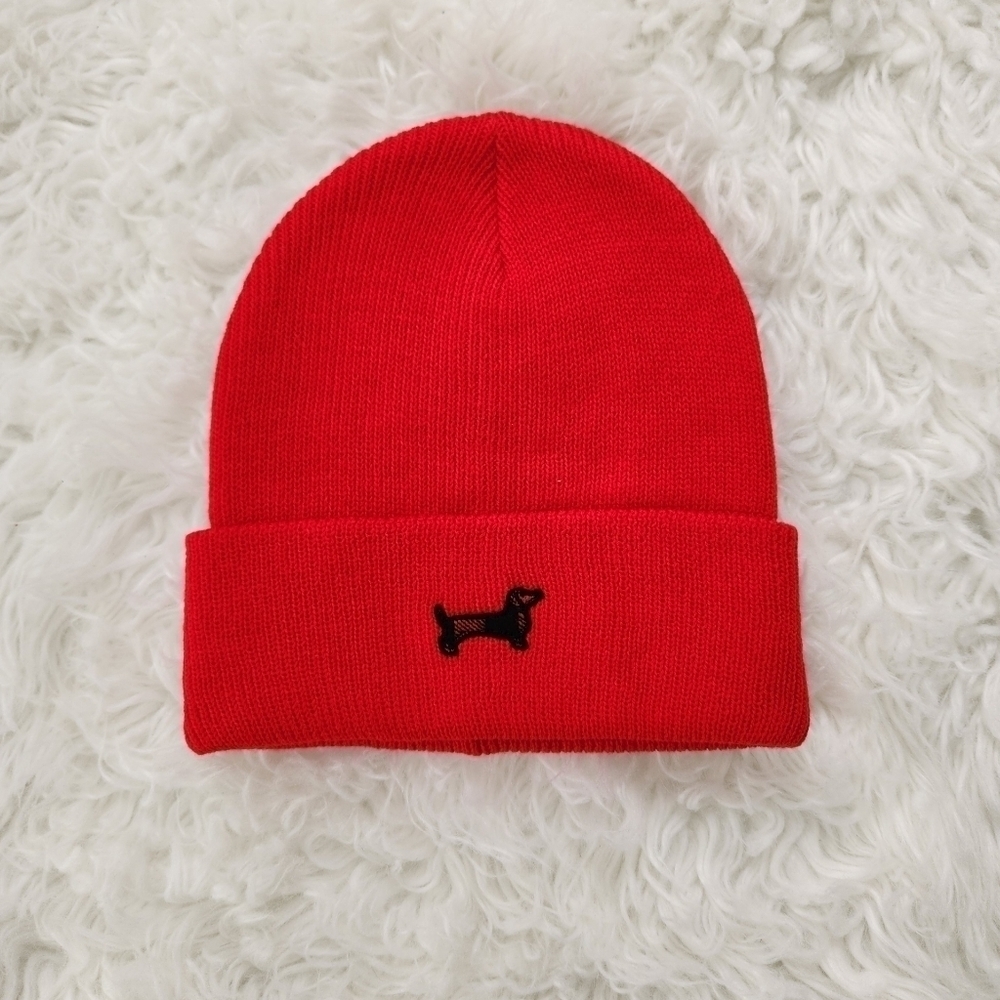 PINK Victoria's Secret Red Rib Knit Beanie. One size. New without without tags.